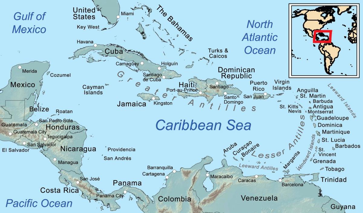 kartta jamaika ja ympäröivät saaret