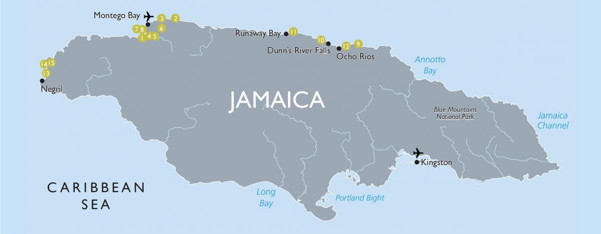 Kartta jamaika lentokentistä