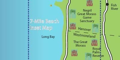 Kartta negril jamaika 7 mile beach